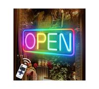 Led Open Sign, 2110 inch Neon Open Sign with Remote, Color Changing & Scrolling Modes, Adjustable Brightness and Speed RGB Open Signs