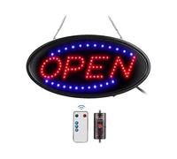LED Open Sign with Remote Control, Ultra Bright Electric Illuminated Sign for Business, Timing Function, 2 Lighting Modes Flashing &