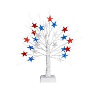 LED Patriotic Centerpiece Decor, árbol artificial rojo blanco azul estrella, 4th of July Decor with Modern Style, Tabletop Display Accessory for Festival Party Home Living Room Bedroom Kid Room
