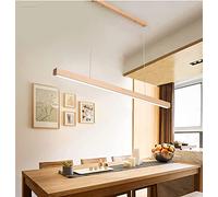 LED Pendant Lamp Dining Table,Wooden Hanging Lamp Dimmable with Remote Control Hanging Lamp Made of Wood in Nature 100cm/120cm/150cm Chandelier for Office Wooden Light (Wood Color, 150cm)