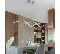 LED Pendant Light Dimmable with Remote Control Creative Spiral Aluminum Chandelier Height Adjustable Dining Table Hanging Lamp Dining Room Cafe Hallway Decor Ceiling Lamp, cm, Chrome