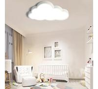 Led Plafón en forma de nube Iluminación de techo Regulable con mando, ultrafino 5 cm, luz de techo para niños, lámpara de dormitorio, habitación, salón (Luz tricolor, Borde blanco (60 * 33 cm) 48 W)