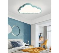 Led Plafón en forma de nube Iluminación de techo Regulable con mando, ultrafino 5 cm, luz de techo para niños, lámpara de dormitorio, habitación, salón (Luz tricolor, Borde azul (60 * 33 cm) 48W)