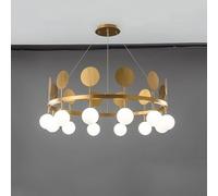 Led Postmodern Lighting Compatible with Living Room Minimalist Pendant Lamp Gold Iron Ceiling Fixture White Glass Hanging Chandelier Light Fixtures, Chandeliers