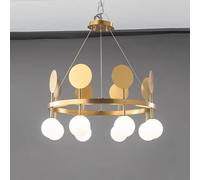 Led Postmodern Lighting Compatible with Living Room Minimalist Pendant Lamp Gold Iron Ceiling Fixture White Glass Hanging Chandelier Light Fixtures, Chandeliers