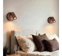 LED Recargable Apliques de Pared con Control Táctil Moderno Lámparas de Pared Magnética Giratorio 350° Iluminación para Dormitorio Sala de Estar Escaleras Lectura (Color Madera Luz Cálida,2 Piezas)