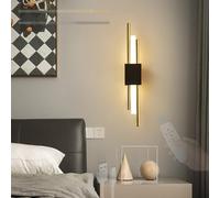 LED Recargable Apliques de Pared con Mando a Distancia Regulable Lámparas de Pared con Control Táctil Interior Iluminación Magnética para Dormitorio Sala de Estar Cabecera (Negro y Dorado Izquierda)