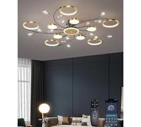 LED regulable araña de cristal con mando a distancia ajustable 3000K-6000K 110W Multi Head Luz de techo para sala de estar Dormitorio Comedor Ahorro de energía cálido blanco frío (10+1 cabezas)