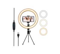 LED Ring Light with Tripod, Selfie Ring Light Stick for Video/Photo/YouTube, Adjustable Ring Lamp with 3 Lighting Modes