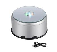 LED Rotating Display Base, 7 LED Colorful Crystal Display Turner Platform, 360 Degree Display Spinner with USB Cable