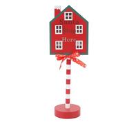 LED Santa Stop Here Sign, Battery Operated Christmas Tabletop Decor with 3D House Design for Holiday Parties, Porch, and Table Displays
