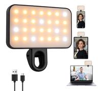 LED Selfie Light with Clip for Mobile Phone Lapto 54 Leds Portable Video Light with 3 Colour Temperatures Rechargeable Dimmable Video Conference Light CRI 95+ for iPhone Laptop Zoom Call TikTok Video