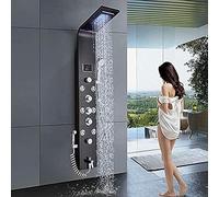 LED Shower Panel Shower Set Shower Mixer 6 Functions Temperature Display with Waterfall Shower Head Body Massage Shower and Tub Spout for Bathroom,Shower Faucet Set