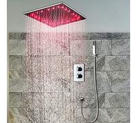 LED Shower System Shower Combo Set Rainfall Shower Faucet Ceiling Mounted Temperature 3 Color Changing Active Silica Gel Outlet Hole for Bathroom,Showerheads