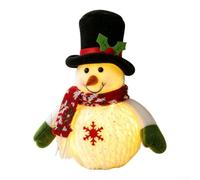 LED Snowman Plush Decor Warm Light Festive Tabletop | Soft Plush Material, Knitted Scarf And Hat, Warm LED Glow, 25cm Christmas Ornament, Ready To Display