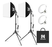 LED Softbox, Foco Fotografía 40 x 40 cm lámpara de fotografía con trípode de 160 cm y Bombilla LED 50 W/5400 K, iluminación Continua para fotografía/grabación de vídeo/transmisión en Vivo (2 Paquetes)