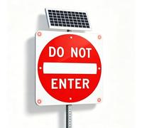 LED Solar De 24"/60cm 30"/80cm Señal De No Ingresar, LED Intermitentes De 50 A 60 Veces Por Minuto, Reflectante De Grado De Ingeniería, Distancia Visual De 0,5 Millas, IP65 A Prueba De Agua(30in)