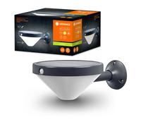 LEDVANCE Aplique solar ENDURA Style Lunar, luz blanca cálida (3000K), sensor integrado, utilizable sin alimentación, batería de larga duración: 60 veces 30 segundos en modo PIR, protección IP44, negro