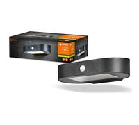 LEDVANCE ENDURA Style Kleine Oval Solar-Wandleuchte, warmweißes Licht (3000K), integrierter Sensor, ohne Strom nutzbar, lange Laufzeit: 30 Mal 60 Sekunden im PIR Modus, Schutzklasse IP44, schwarz