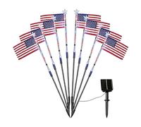 Led Solar Path Lights Flag Star Sets, Pathway 8 Piece Waterproof Decor Outdoor Yard Lawn Lighting Festive 250th Design Set | Ideal for 4th of July Patio Porch Deck Landscape Backyard Pool