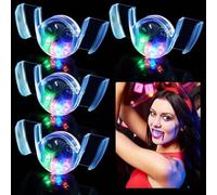 LED Tooth Lamp Glowing Braces - 9.5x14.5x2.5cm Funny Light Up Mouth Piece Seven Color Change Glow Dark Halloween Party Costume Toy TPR Electronic Portable Mouthguard
