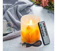 LED Velas, 15cm Hoja de Arce Velas Recargables con Cable de Carga USB, 3D Efecto Llama, Móvil Parpadeo Ámbar Amarilla Velas con Mando a Distancia y Temporizador para Decoración, Bodas, Navidad