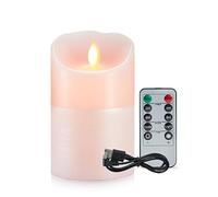 LED Velas Recargable, Velas Recargables USB, Velas Recargables con Cable de Carga USB, Velas Eléctricas, Rosa Velas Sin Llama con Mando a Distancia y Temporizador para Navidad, Bodas Decoración-12.5cm