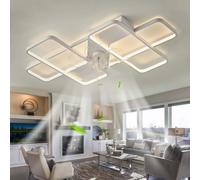 LED Ventilador De Techo Con Luz APP Regulable Reversibile Grande Ceiling Fan with Light Y Mando A Distancia Silencioso 6 Velocidades Lámpara Ventilador Techo Smart Moderno 35inch Para Dormitorio-White
