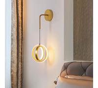 LED Wall Sconce Light Double Ring Shape Home Decor Lighting Minimalist Aluminum Wall Lamp Silica Gel Shade, 20W Creative Round Indoor Wall Sconces For Bedroom Hallway Livin