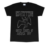 Led Zeppelin 1977 Gira por los EE.UU. Camiseta para Hombre Negro M | Idea Regalo para él, Banda Merch, Música Rock