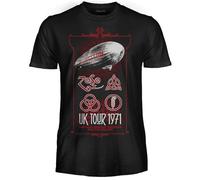 Led Zeppelin Camiseta Tour UK 1971. Camiseta Oficial. Banda de Rock. Talla Unisex Adulto Niño., XL