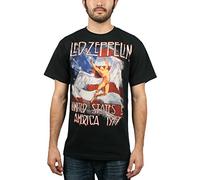Led Zeppelin Hombre Ledzeppelin_Stars N Stripes USA '77_Men_bl_TS:1XL Camiseta Not Applicable, Negro (Black Black), X-Large
