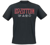 Led Zeppelin Ledzeppelin_Logo & Symbols_Men_bl_TS:2XL Camiseta, Negro (Black Black), XX-Large para Hombre