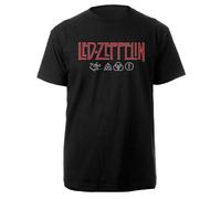 Led Zeppelin Logo & Símbolos Hombre Camiseta Negro 100% algodón Regular