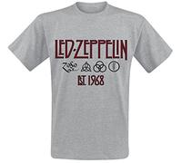 Led Zeppelin Symbols EST. 1968 Hombre Camiseta Gris/Melé XL 90% algodón, 10% poliéster Regular