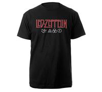 Led Zeppelin Logo & Símbolos Hombre Camiseta Negro L 100% algodón Vorne Bedruckt Regular