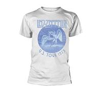 Led Zeppelin Tour 75 Hombre Camiseta Blanco S 100% algodón Regular