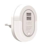 LED7 - Luz Nocturna con Sensor automático del Atardecer al Amanecer, Cargador de Placa de Pared Doble USB VMAE Smart inalámbrica 5 V/2,1 A para Pasillo, baño, Dormitorio y Cocina