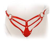 Leda Pol - Harness piel correa String rojo S