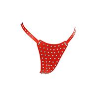 Leda Pol Real - Slip de piel/string Entramado Remaches rojo XL