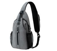 LEDAOU Bolso bandolera para el pecho, antirrobo, impermeable, con orificio para auriculares, ligero y ajustable, unisex, para ciudad, viajes, fitness, Ceniza de cemento