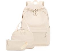 LEDAOU Mochila para adolescentes niñas mochila escolar grandes bolsas de libros primaria pana de la escuela secundaria bolsas ligeras para portátil para niñas mujeres viaje casual, Pana beige, L