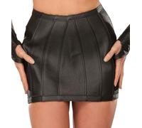 Ledapol 5471 falda de cuero SM falda MINIFALDA zurra pofrei negro M-38