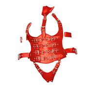 Ledapol 5572 SM - Corpiño de piel (abierto, con collar, talla S-M), color rojo