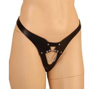 Ledapol - Aproveche Auténtico Cuero Correas Tanga Con Cadena Decorativa En