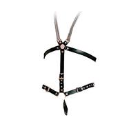 Ledapol - Arnés con correas de piel - Arnés con cadenas negras - Talla XXL