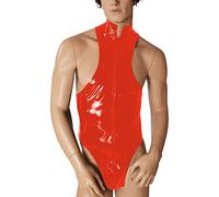 Ledapol - Body con cremallera para hombre, color rojo, talla S