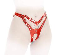Ledapol SM - Arnés de piel con tachuelas (talla XL), color rojo