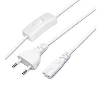 Cable de alimentación con interruptor, 2 x 0,75mm, clavija EU-C7, 1,5m. blanco