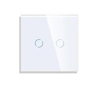 LEDBOX Conmutador táctil doble KOOB frontal cristal blanco